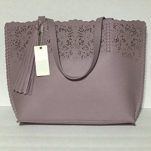Vegan Leather Tote Urban Expressions Large Purple Light Moms Day Perforated